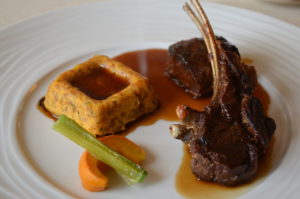 exemple de présentation des flans de courge en garniture.